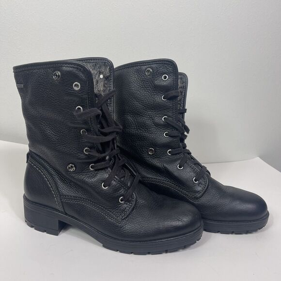 Clarks Shoes - Womens 8M Clarks Reunite Goretex Black Leather Faux Fur Lined Boots Granola Girl